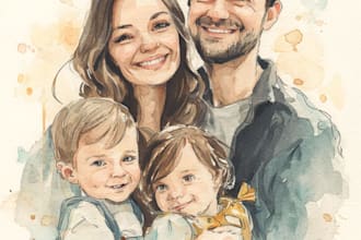 create a watercolor family portrait