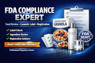 optimize fda compliance food review, fda registration, cosmetic food label
