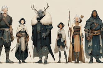 draw your dnd rpg character or party illustration art