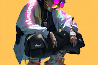 draw cyberpunk, lofi or streetwear anime illustrations