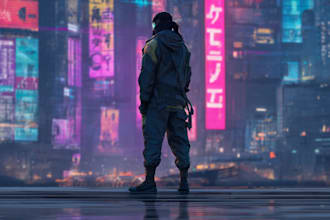 make a cyberpunk futuristic city and background