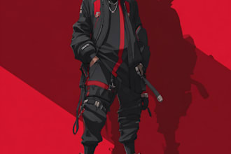 design anime character , cyberpunk character