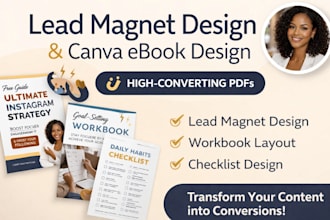 design business lead magnet, ebook PDF lead magnet, workbook and brochure