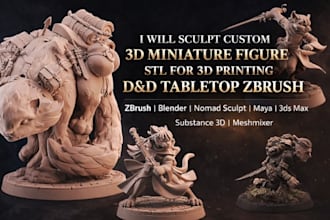 sculpt custom 3d miniature figure stl for 3d printing dnd tabletop zbrush