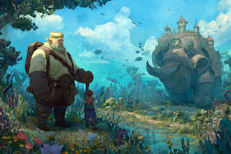 paint a character illustration in a fantasy world
