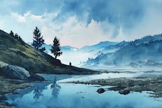 paint landscapes in watercolor