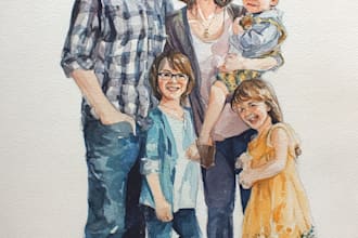 do watercolor painting of your loved ones together