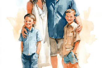 create a watercolor family portrait