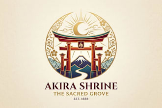 design a peaceful and elegant shrine logo for your brand