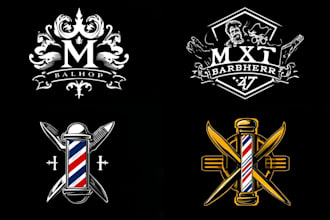 design barber, barbershop, fade, hair cut and beauty  salon logo