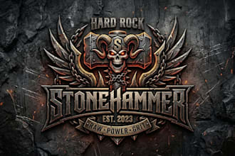 design a bold and electrifying hard rock logo for your brand