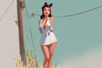 design rockabilly tattoo style pin up girl illustration