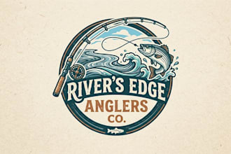 design a unique and professional fishing rod logo for your brand