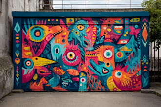create a professional custom graffiti mural art design