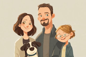 draw family portrait illustration