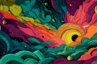 create colorful psychedelic and trippy style illustration