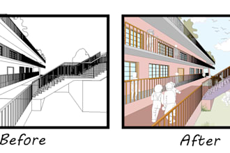 create high quality architectural visualization collage