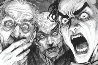 create horror, dark, gore comics or manga illustration