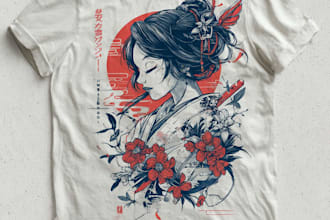 make a japanese t shirt illustration