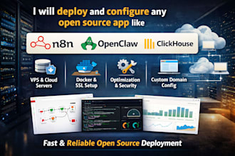 setup self host open source apps including n8n, openclaw, and clickhouse on vps