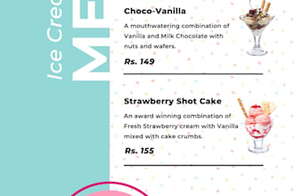 create a modern digital screen menu, price list, or brochure