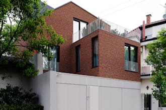 retreat modern brick house design,UK building structure,suburban villa rendering