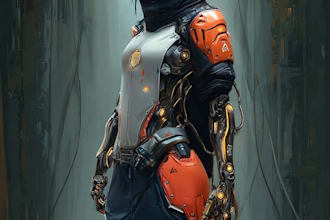 design detailed cyberpunk and futuristic sci fi character