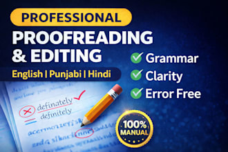 proofread and edit english punjabi and hindi content manually