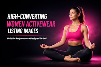 design high converting women activewear listing images for etsy amazon shopify