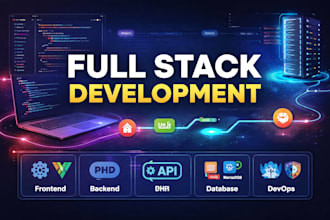 develop full stack web app with API, frontend, backend, and database