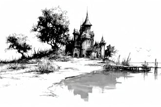 draw creative illustration, pen, ink sketch for any purpose