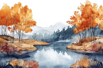 draw a watercolor landscape illustration