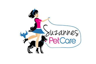 design pet care pet characters and girl logo
