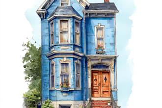 paint a watercolor house portrait or city space illustration