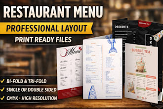 design a professional restaurant menu and food menu