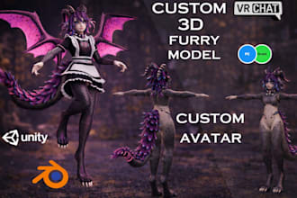 custom furry vrchat avatar fursona 3d anthro avatar furry 3d model vrchat furr