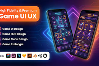 design stunning game UI UX for mobile and PC games