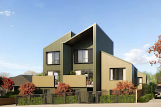 model modern residential townhouse,real estate housing, building interior render