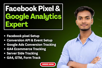 setup conversion tracking, ga4,GTM, fb pixel, ecommerce and server side tracking