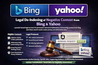 deindex negative defamatory harmful and damaging results from bing and yahoo