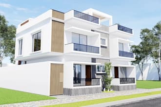 renovates modern minimal residential house exterior design 3d model with render