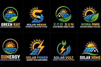 design modern solar, renewable energy and electrical logo