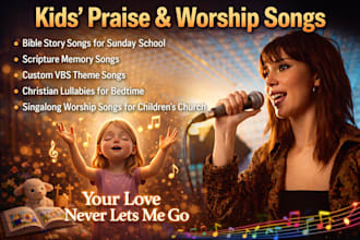 sing, produce christian kids song, bible story song, kids worship and praise
