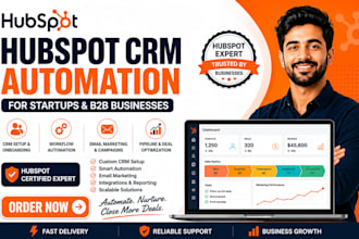 setup hubspot CRM workflows, sales pipeline and email automation