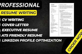 write and update ats resume, executive resume, cover letter and linkedin