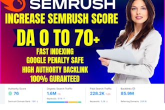 increase your semrush domain authority score from any score to 50 plus