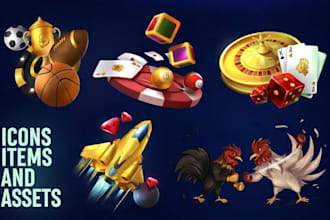 create  2d game assets, characters, icons, props and UI
