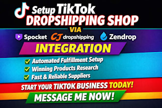 setup tiktok dropshipping shop via zendrop cjdropshipping spocket integration