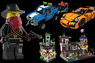 design custom 3d lego model, 3d toy lego car lego set minifigure for 3d printing
