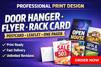 design one pager executive summary leaflet flyer, postcard door hanger rack card